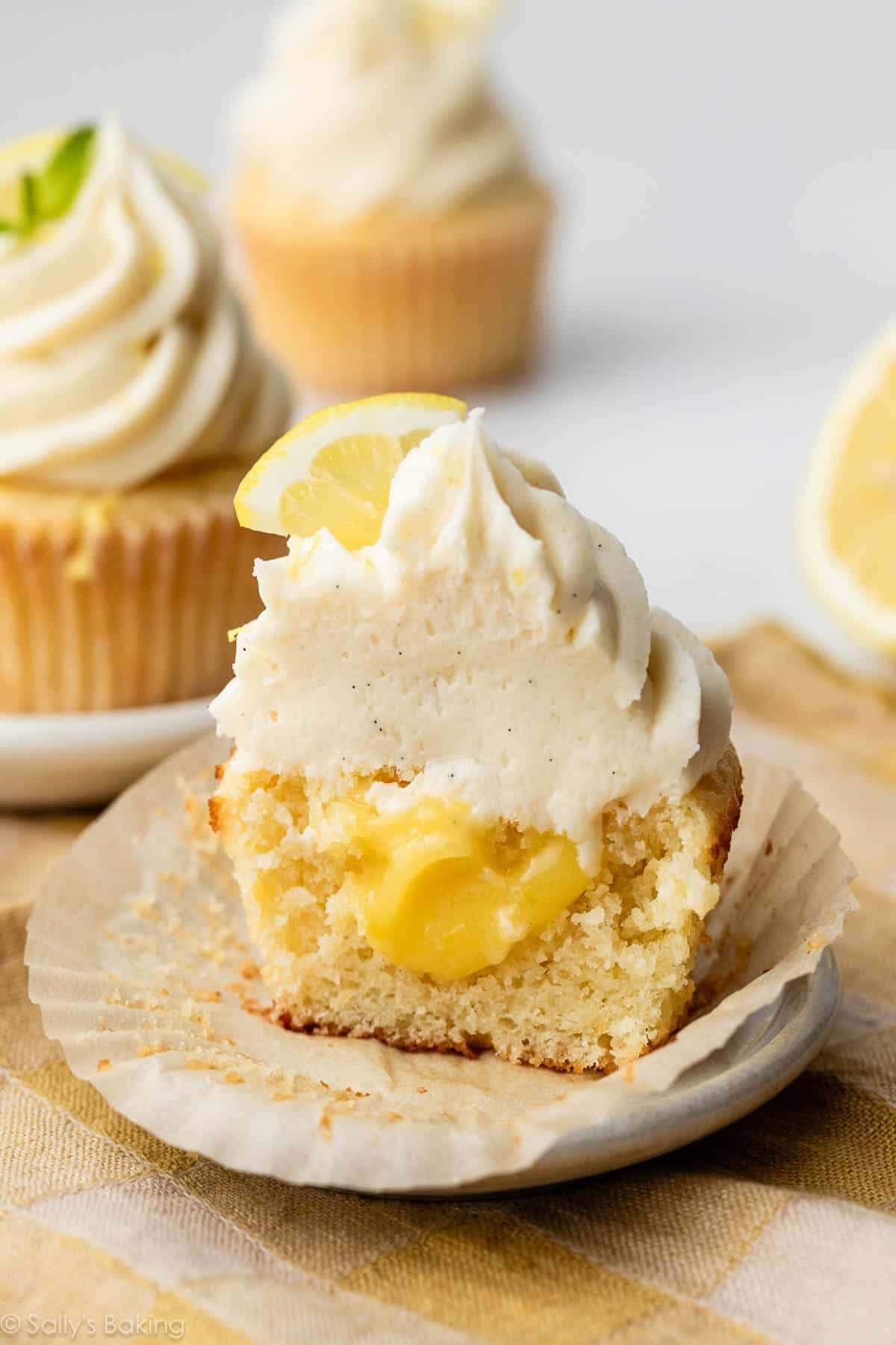 lemon cupcake filled with lemon curd.