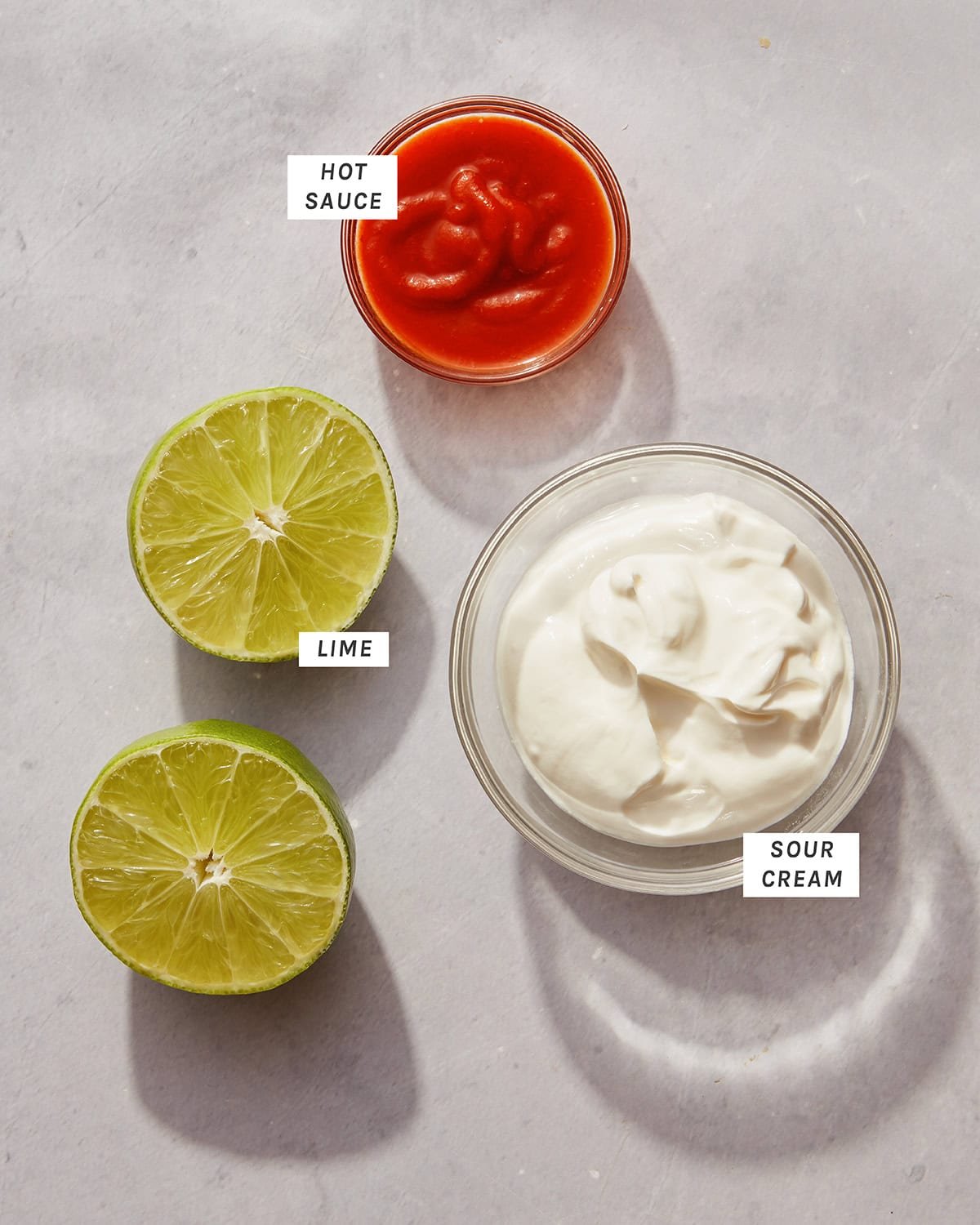 Ingredients to make our spicy dipping sauce for flautas.