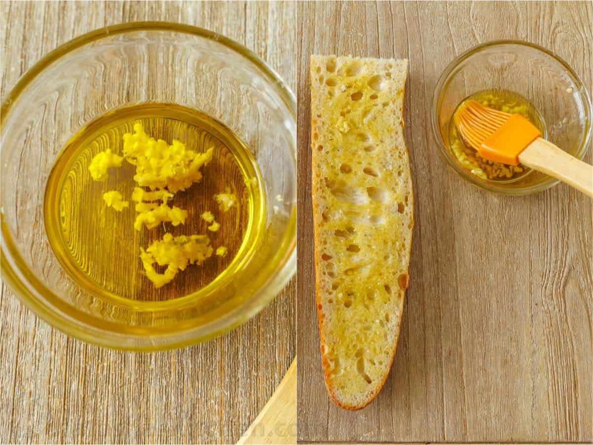 baguette seasoned with with garlic and olive oil