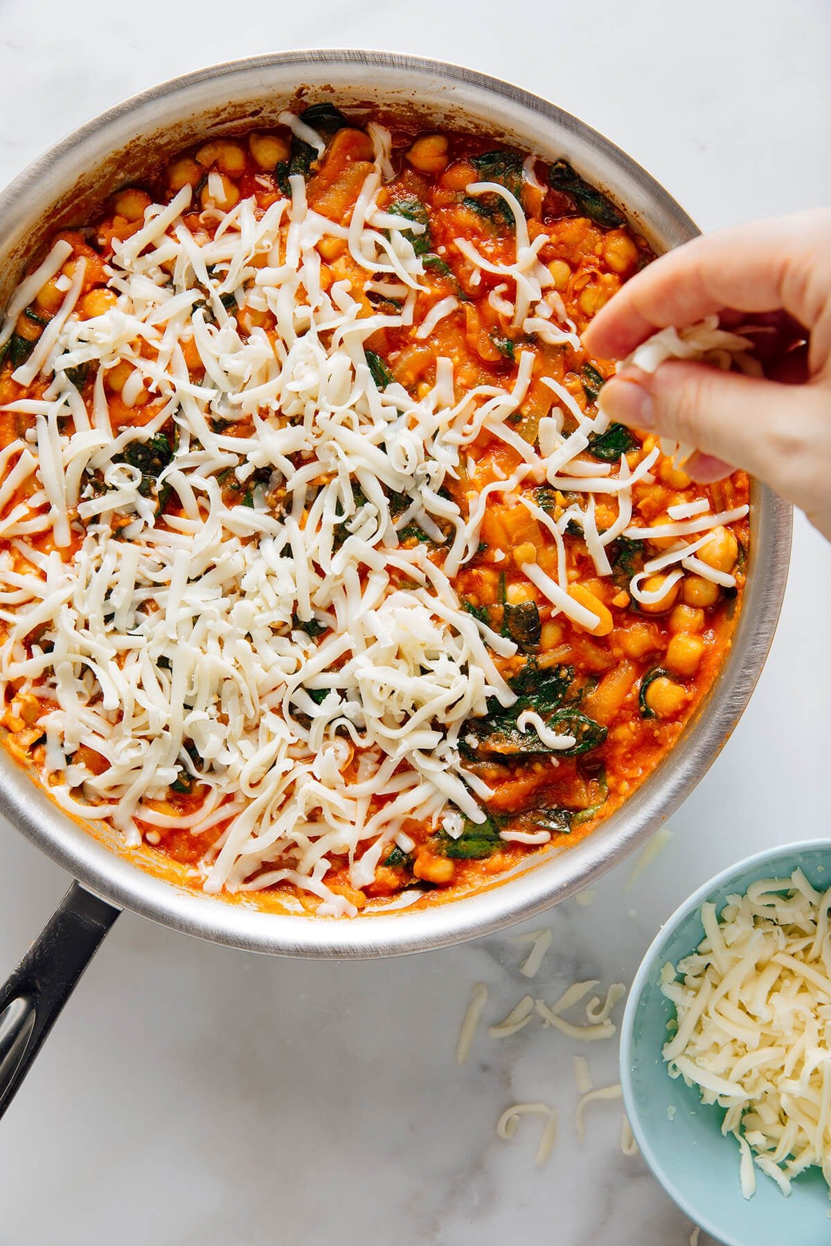 assembling pizza beans