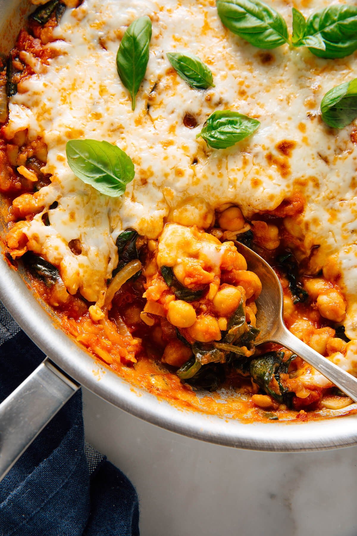 pizza-style beans in skillet