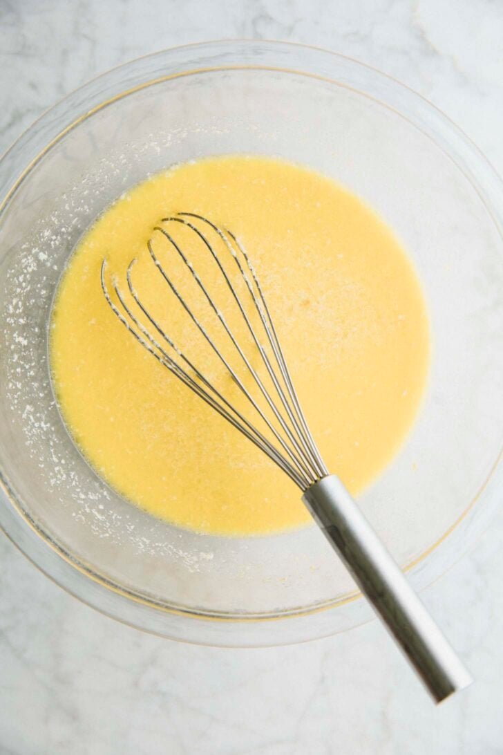photo of wet ingredients for passion fruit mochi cake