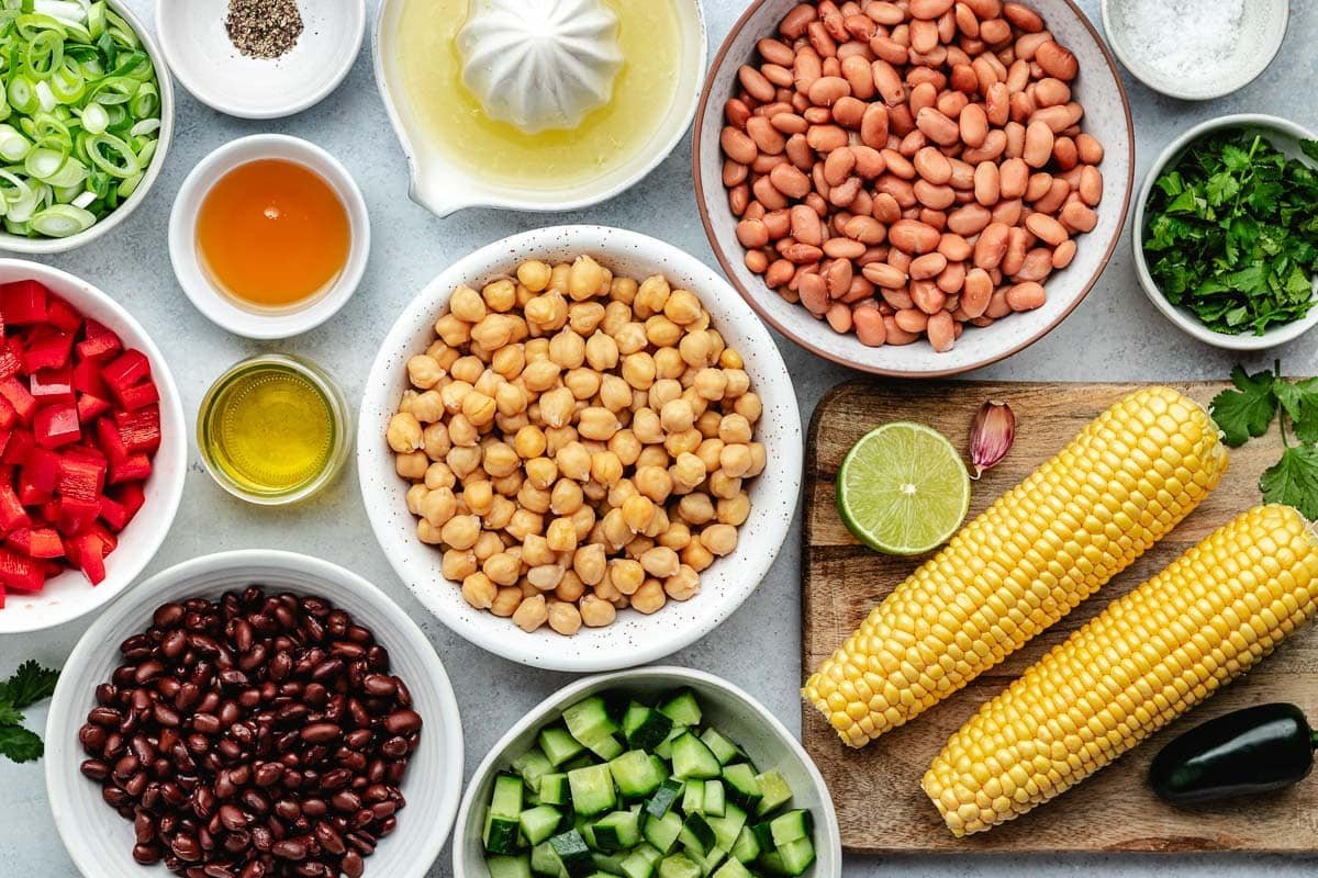 ingredients to make southwest bean salad. 