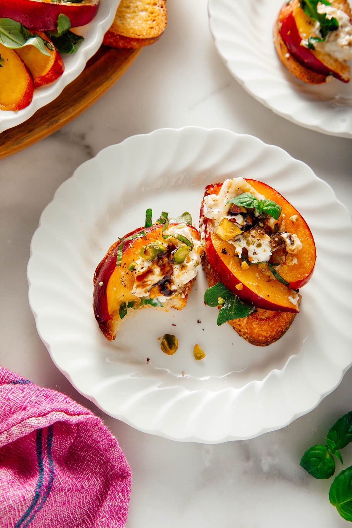 serving of peach burrata salad