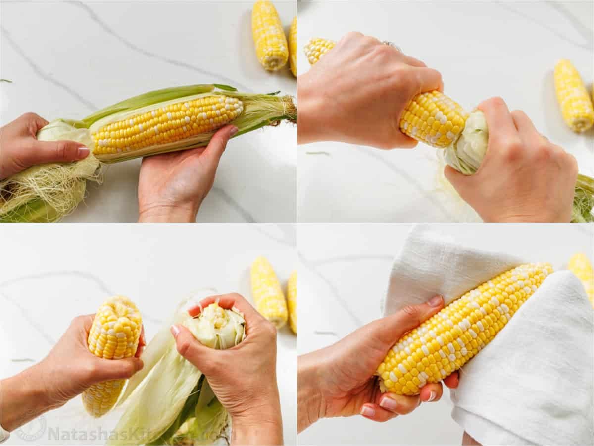 how to shuck ears of corn for cooking