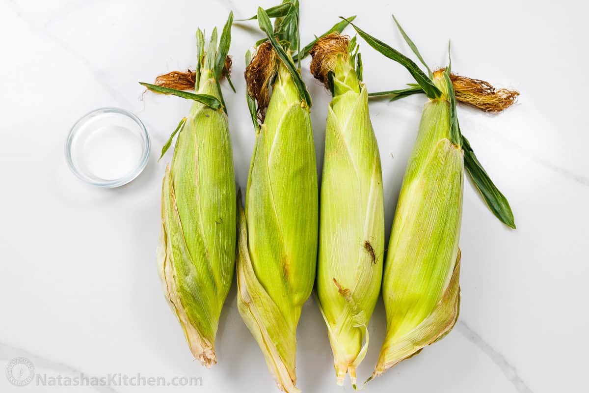 four ears of corn and salt for the best side dish