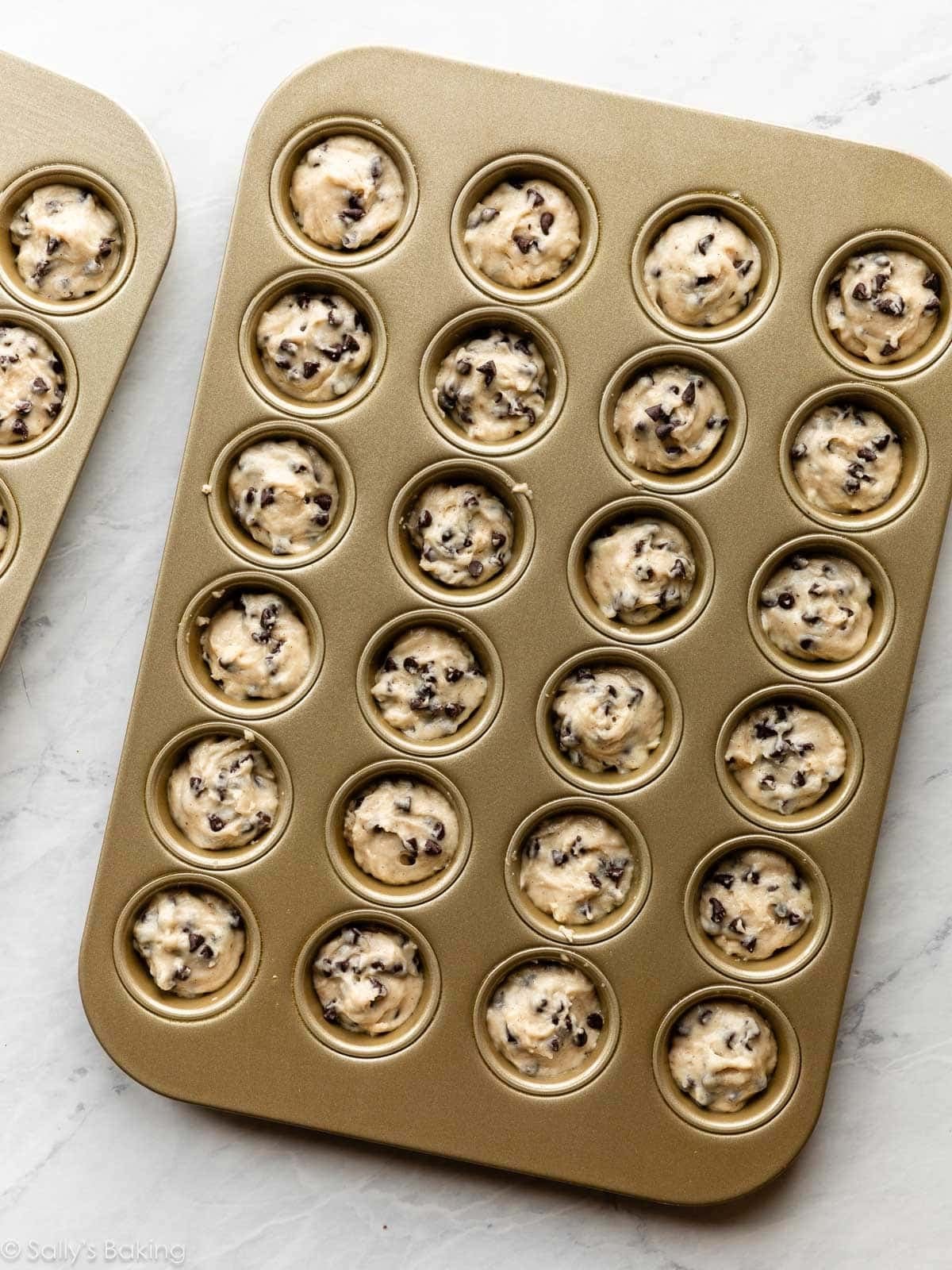 muffin pan with batter inside.