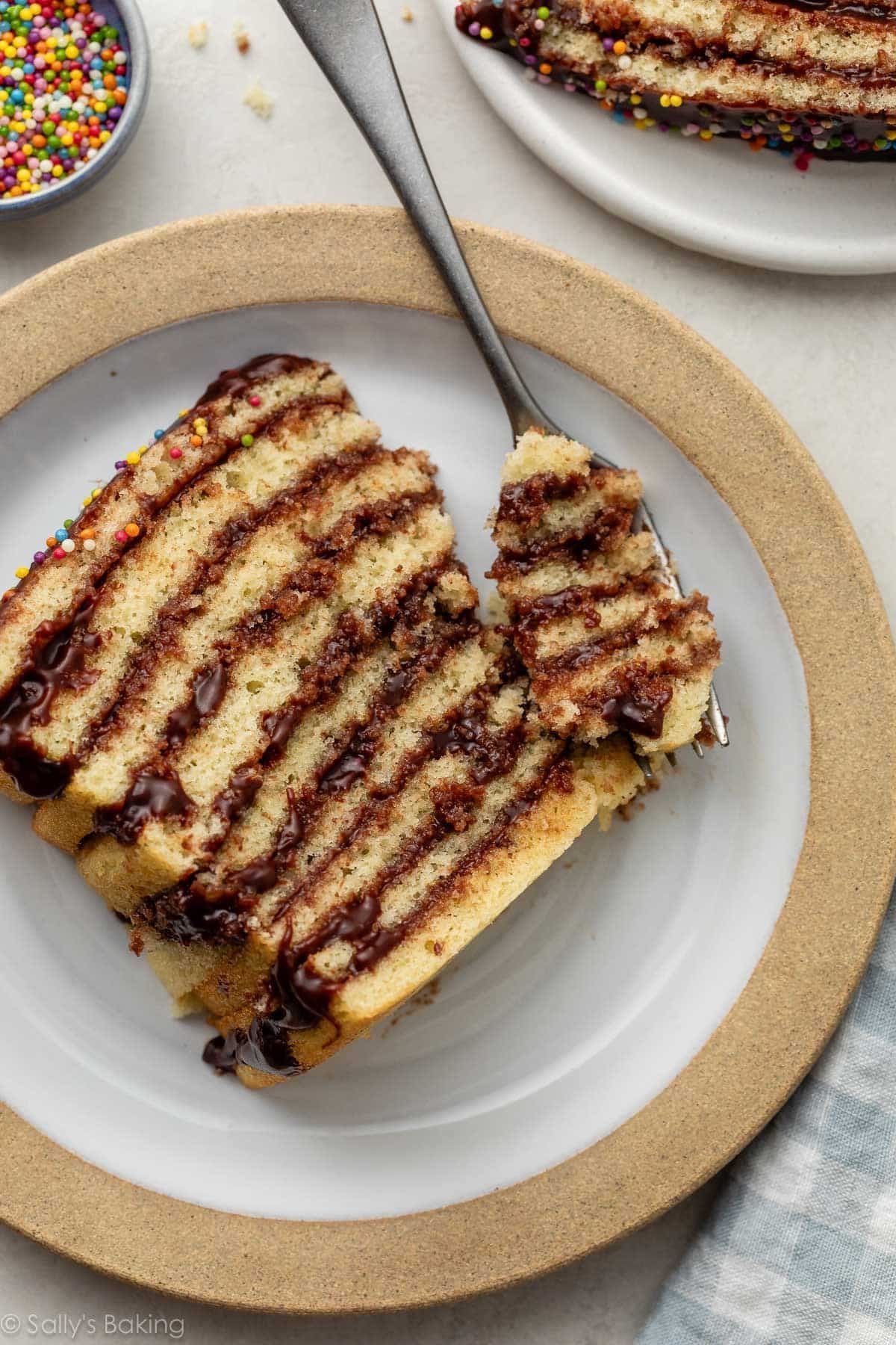 smith island cake with chocolate fudge icing.