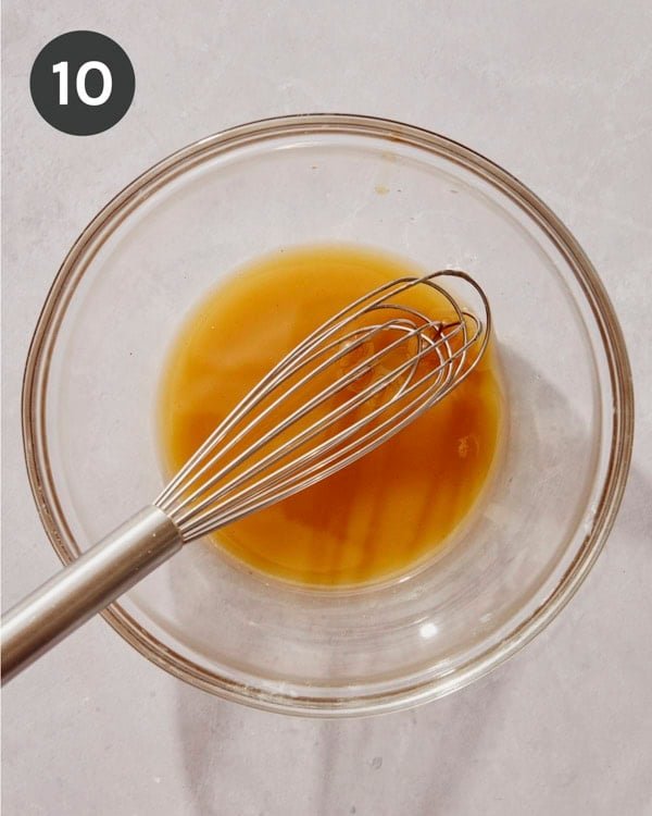 Pistachio glaze being whisked together.